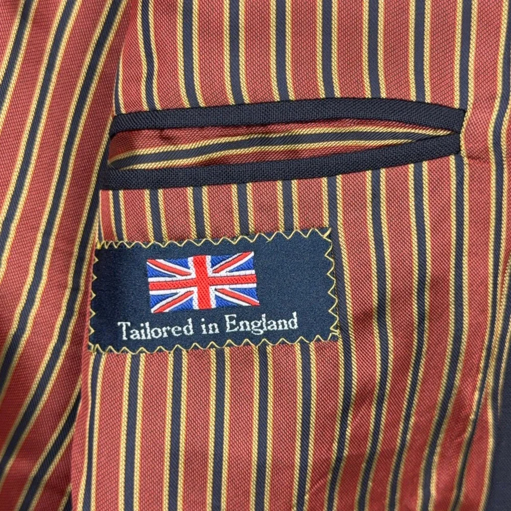 VTG Alexandre London Blazer Mens 42R Navy Blue Gold Button Wool Sport Coat UK